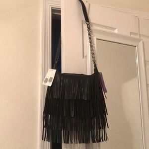 Steve Madden black fringe convertible bag